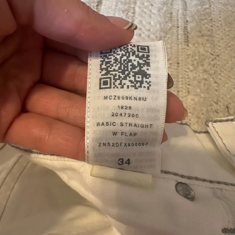 TRUE RELIGION Men's Ricky Straight Jean Size 34 In White